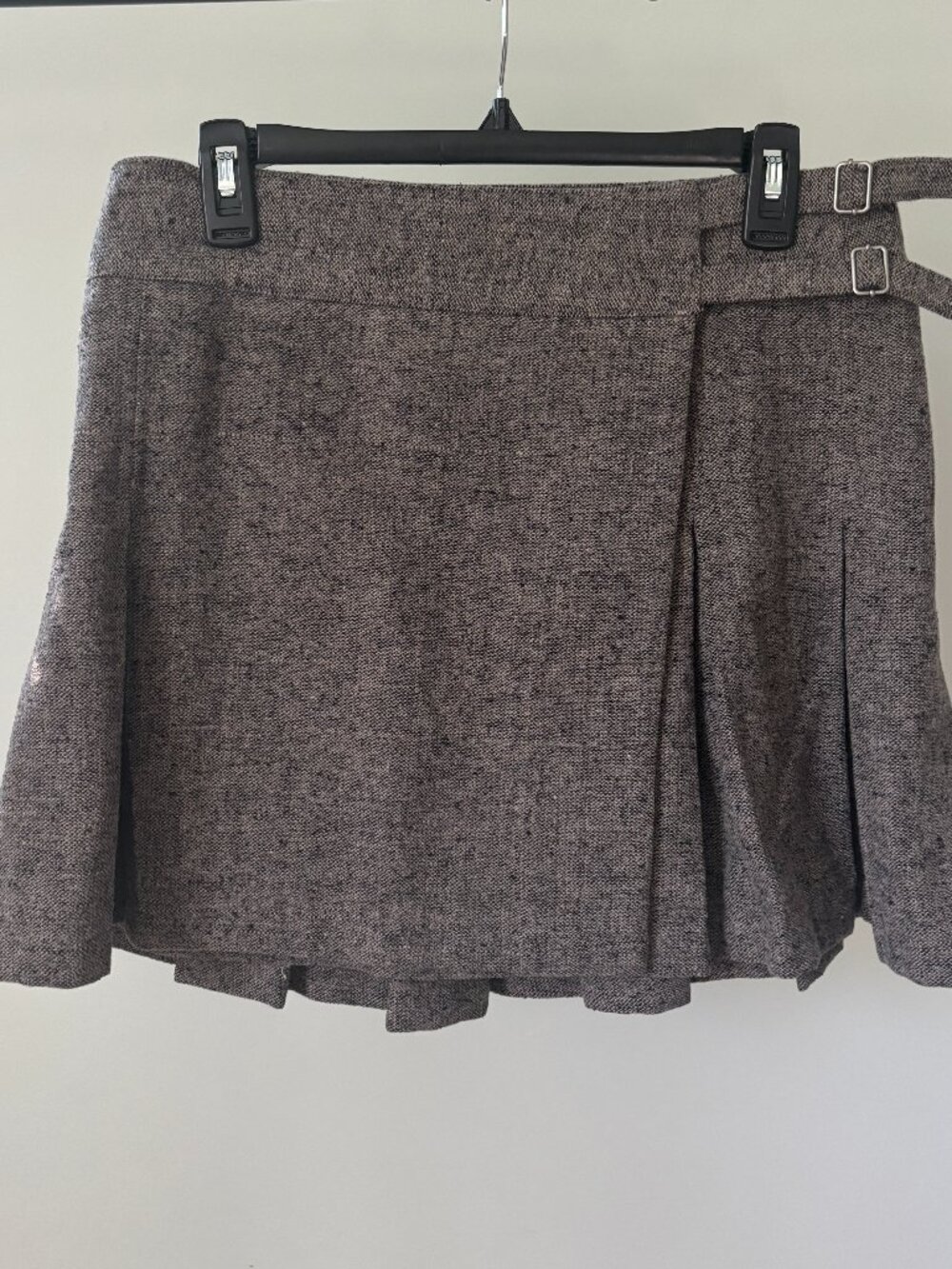 Max Studio London Grey Tweed Pleated Mini Skirt — Size L NWT
